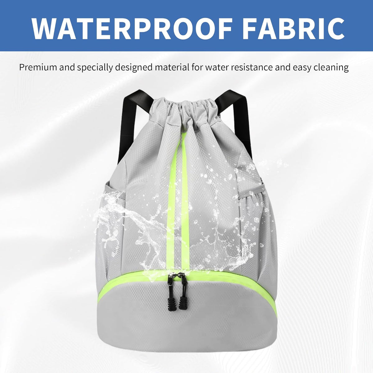 Drawstring Backpack Gym Bag with Shoes Compartment for Soccer, Basketball, Swim, Water-Resistant String Backpack Beach Cinch for Women Men