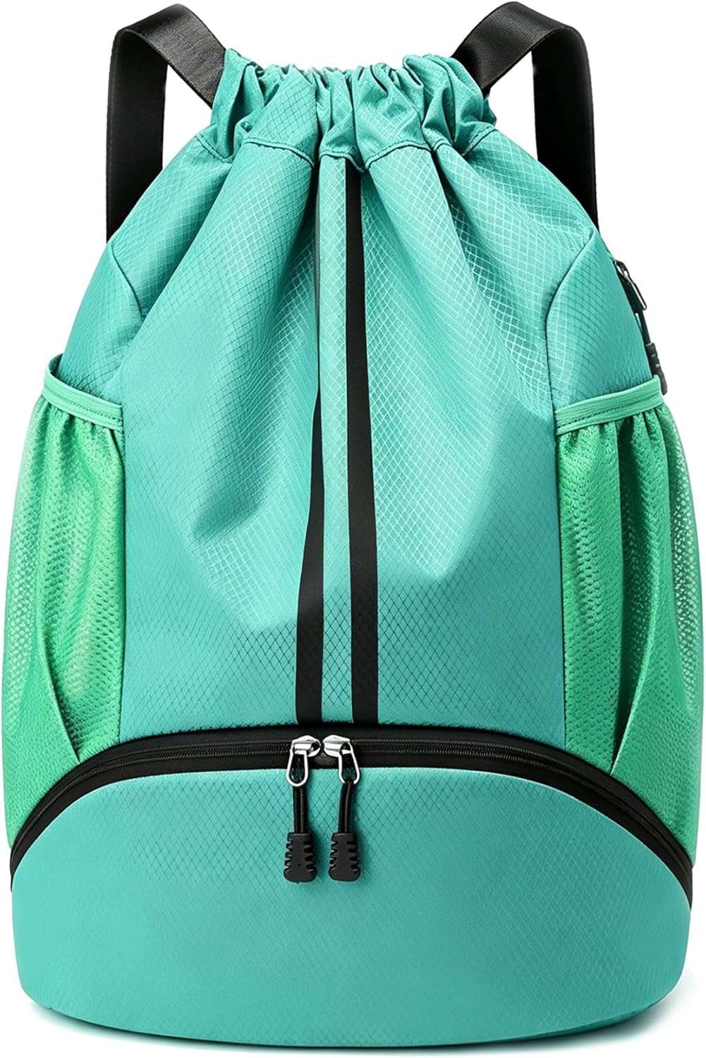 Drawstring Backpack Gym Bag with Shoes Compartment for Soccer, Basketball, Swim, Water-Resistant String Backpack Beach Cinch for Women Men
