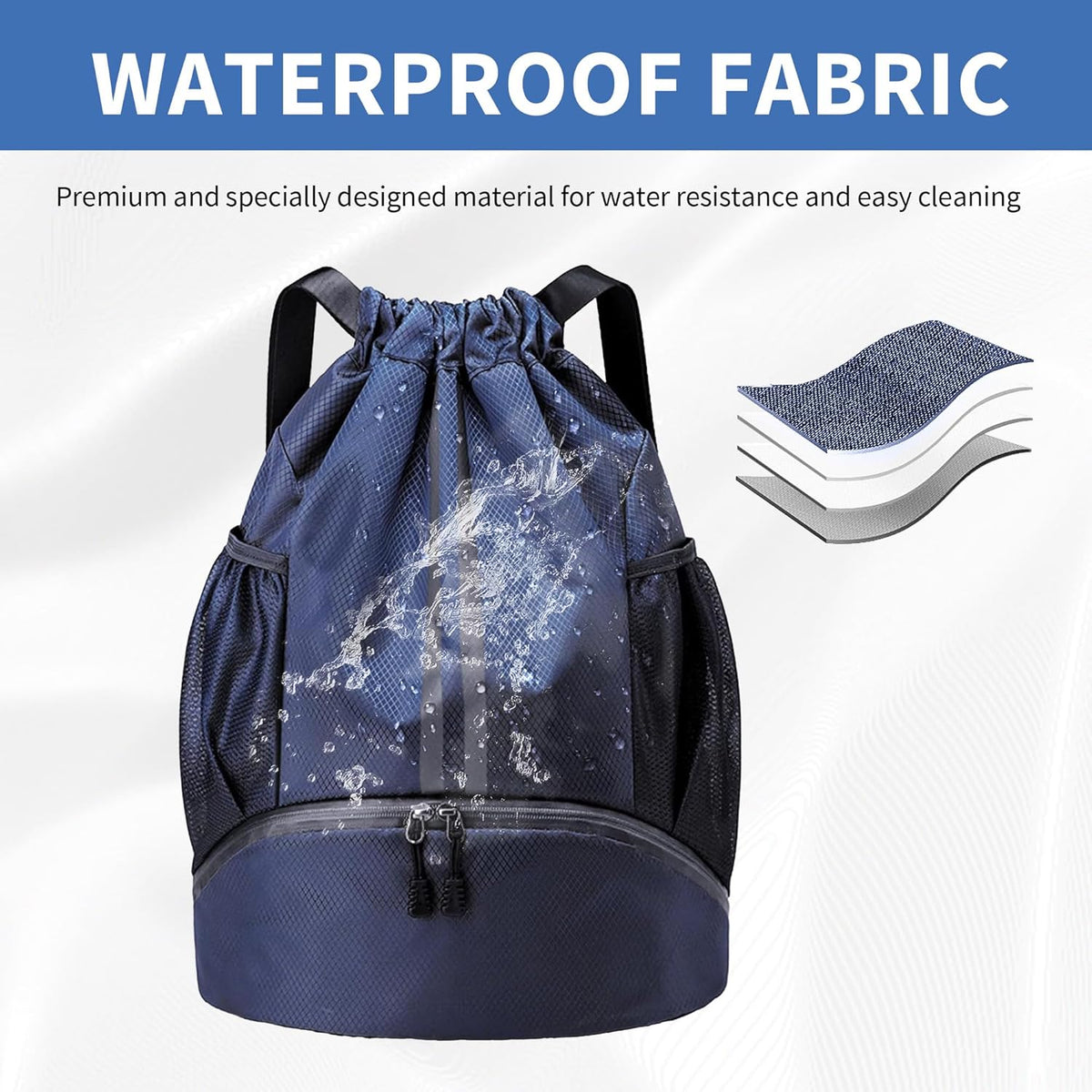 Drawstring Backpack Gym Bag with Shoes Compartment for Soccer, Basketball, Swim, Water-Resistant String Backpack Beach Cinch for Women Men