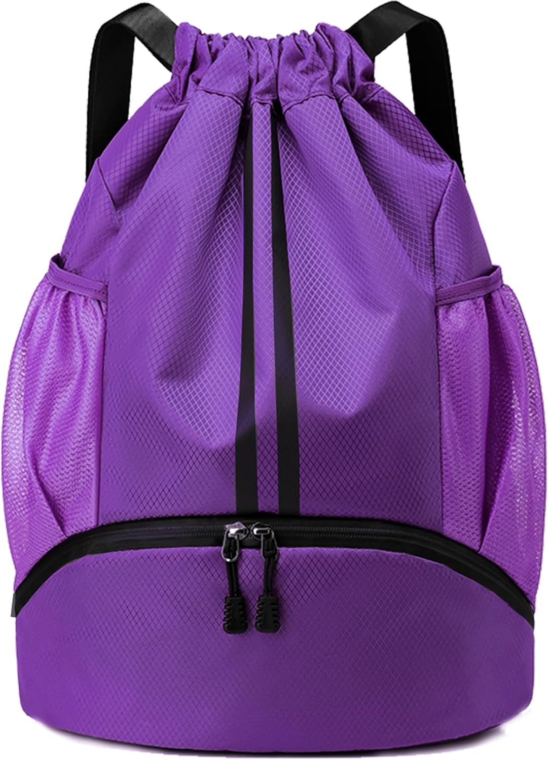 Drawstring Backpack Gym Bag with Shoes Compartment for Soccer, Basketball, Swim, Water-Resistant String Backpack Beach Cinch for Women Men