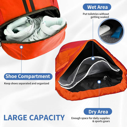 Drawstring Backpack Gym Bag with Shoes Compartment for Soccer, Basketball, Swim, Water-Resistant String Backpack Beach Cinch for Women Men