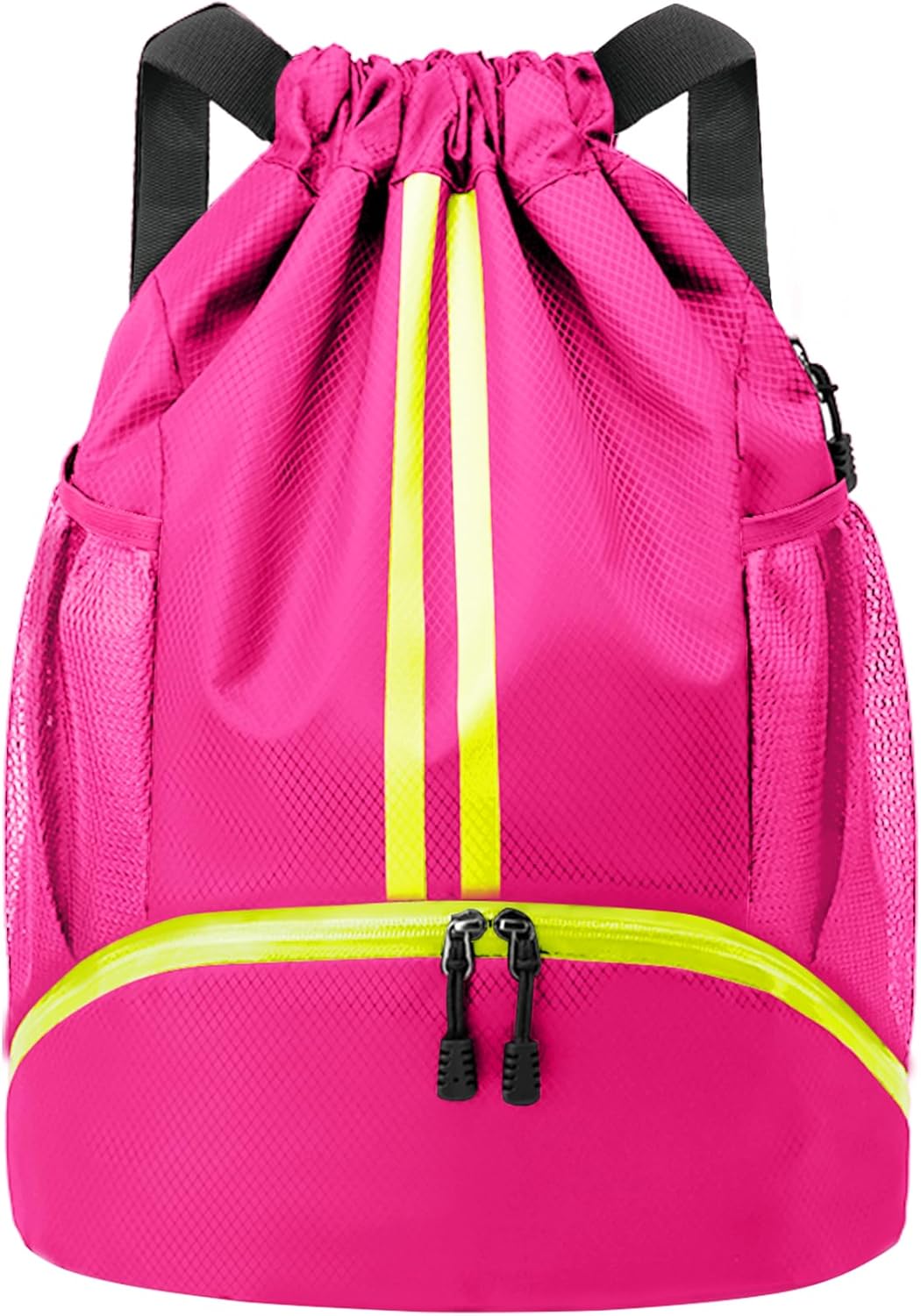Drawstring Backpack Gym Bag with Shoes Compartment for Soccer, Basketball, Swim, Water-Resistant String Backpack Beach Cinch for Women Men