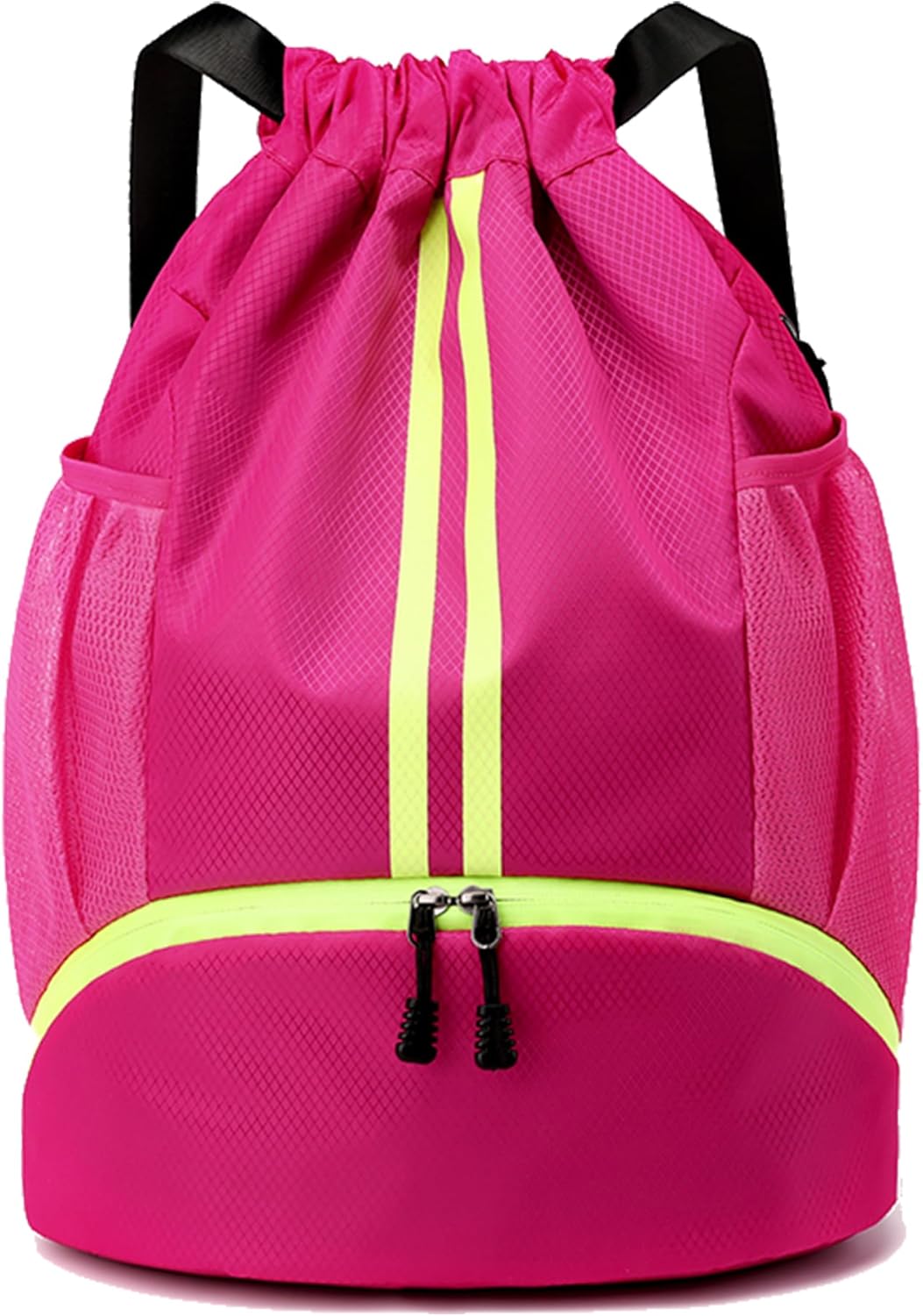 Drawstring Backpack Gym Bag with Shoes Compartment for Soccer, Basketball, Swim, Water-Resistant String Backpack Beach Cinch for Women Men
