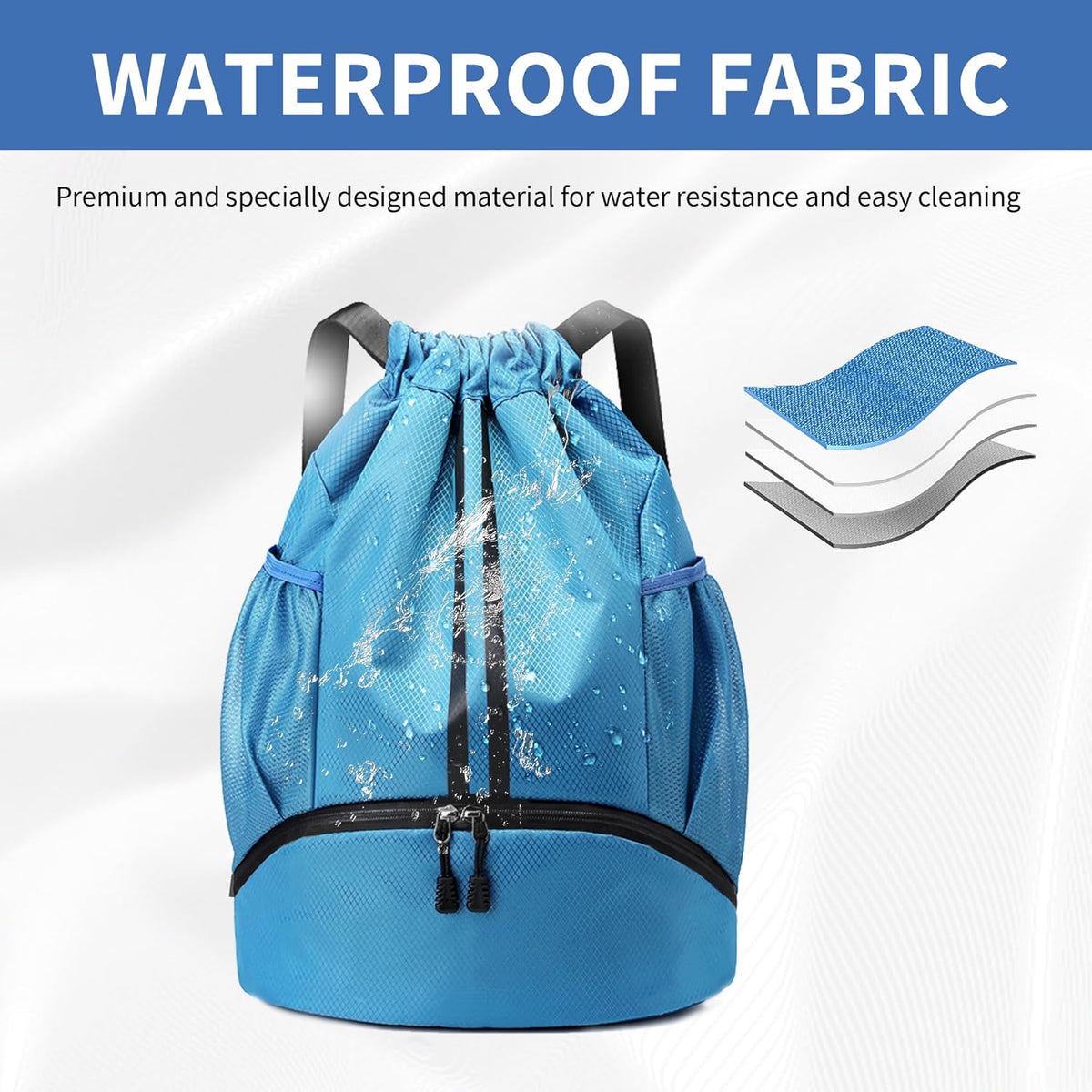 Drawstring Backpack Gym Bag with Shoes Compartment for Soccer, Basketball, Swim, Water-Resistant String Backpack Beach Cinch for Women Men
