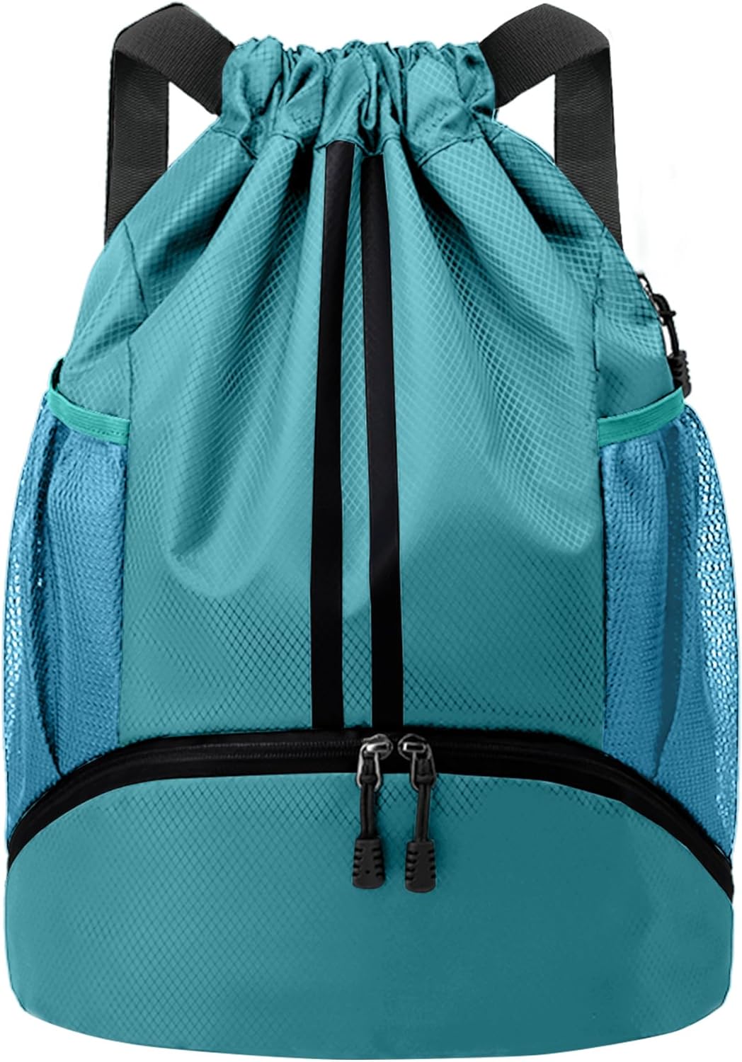 Drawstring Backpack Gym Bag with Shoes Compartment for Soccer, Basketball, Swim, Water-Resistant String Backpack Beach Cinch for Women Men