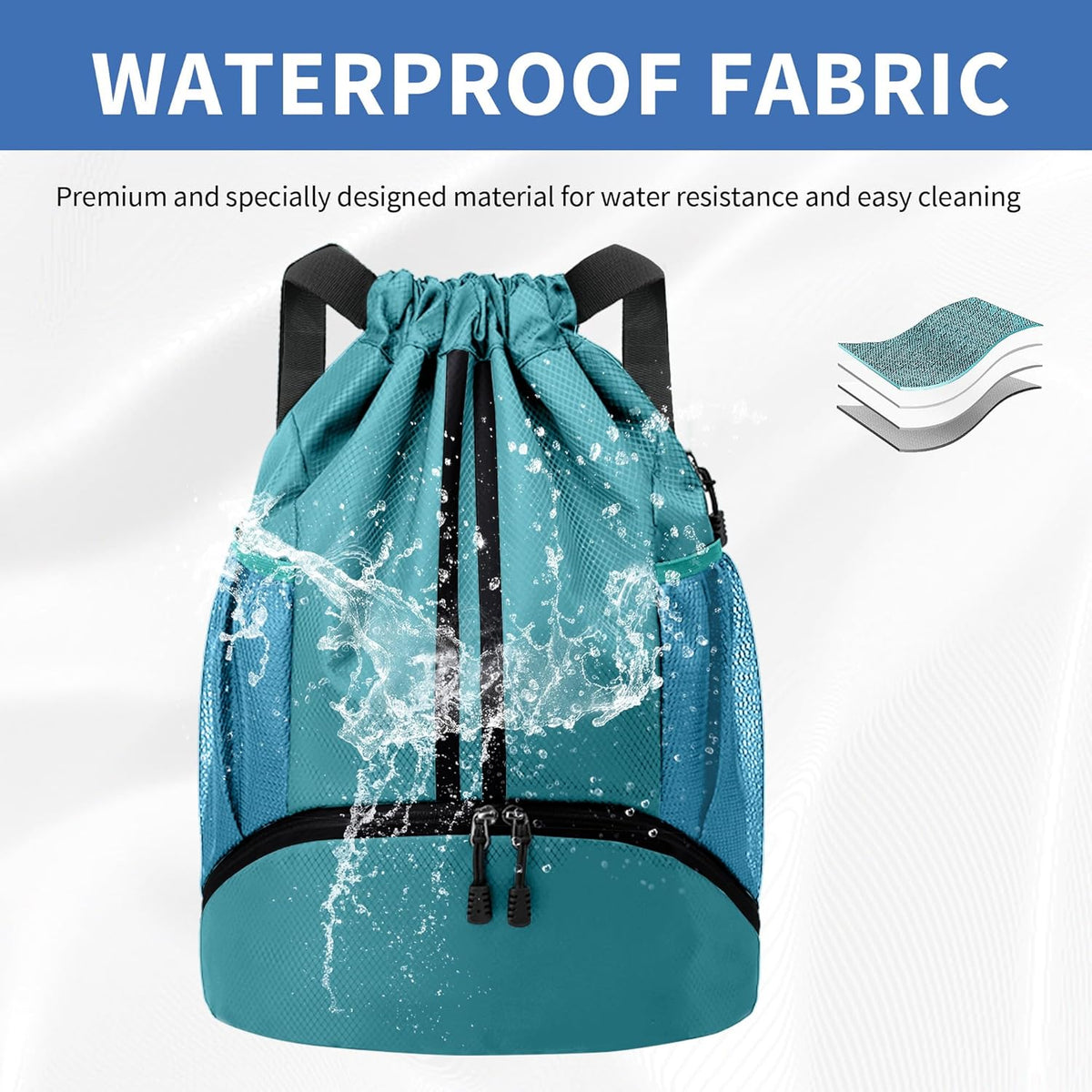 Drawstring Backpack Gym Bag with Shoes Compartment for Soccer, Basketball, Swim, Water-Resistant String Backpack Beach Cinch for Women Men