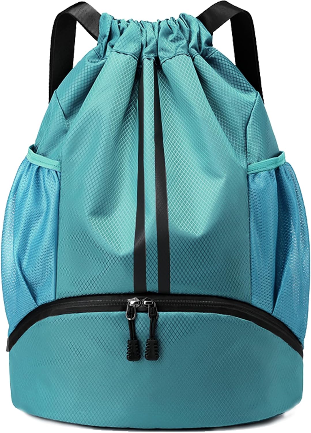 Drawstring Backpack Gym Bag with Shoes Compartment for Soccer, Basketball, Swim, Water-Resistant String Backpack Beach Cinch for Women Men