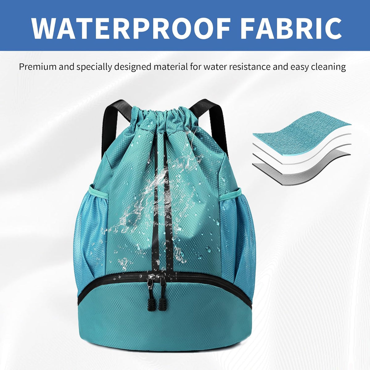 Drawstring Backpack Gym Bag with Shoes Compartment for Soccer, Basketball, Swim, Water-Resistant String Backpack Beach Cinch for Women Men
