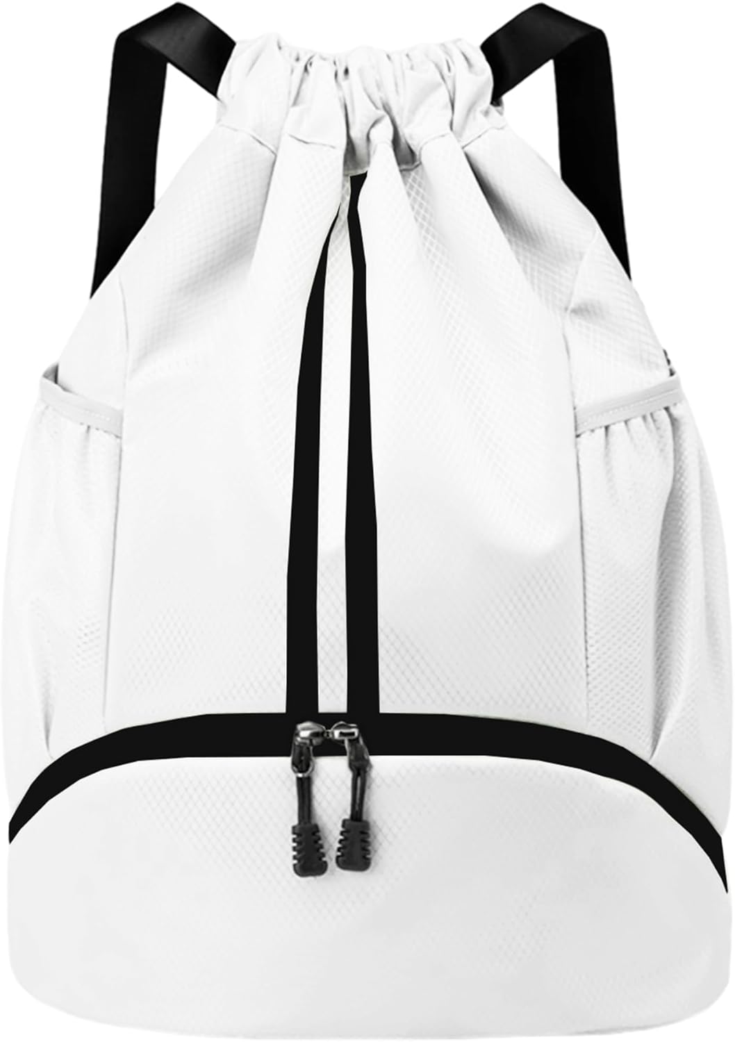 Drawstring Backpack Gym Bag with Shoes Compartment for Soccer, Basketball, Swim, Water-Resistant String Backpack Beach Cinch for Women Men