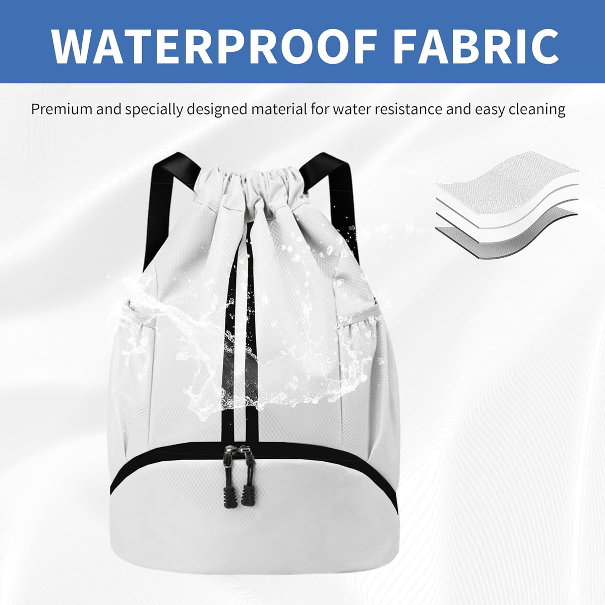 Drawstring Backpack Gym Bag with Shoes Compartment for Soccer, Basketball, Swim, Water-Resistant String Backpack Beach Cinch for Women Men