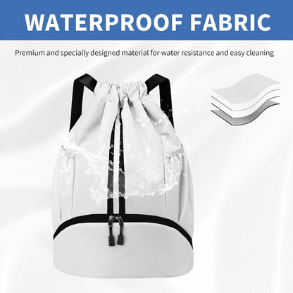 Drawstring Backpack Gym Bag with Shoes Compartment for Soccer, Basketball, Swim, Water-Resistant String Backpack Beach Cinch for Women Men