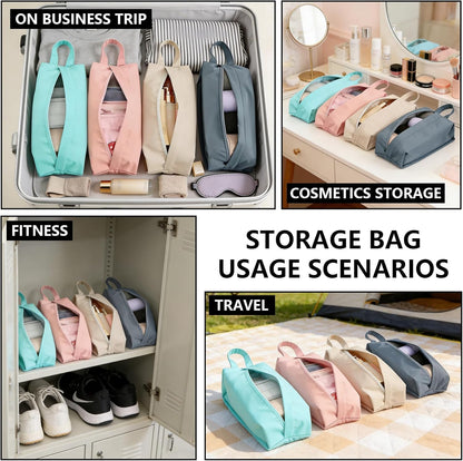 4 Pcs Travel Underwear Organize Bags, Travel Packing Organizers, Portable Zipper Sock and Underwear Organizer Bags with Handle for Sundries Toiletry Traveling Essentials Lingerie Storage Bag