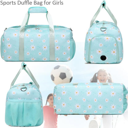 Duffle Bag for Girls Fluffy Dance Bag for Girls Ballet Bag Girls Sports Gym Bag Water Resistant Travel Duffle Bags with Shoes Compartment Wet Pocket