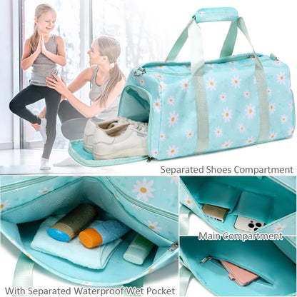 Duffle Bag for Girls Fluffy Dance Bag for Girls Ballet Bag Girls Sports Gym Bag Water Resistant Travel Duffle Bags with Shoes Compartment Wet Pocket