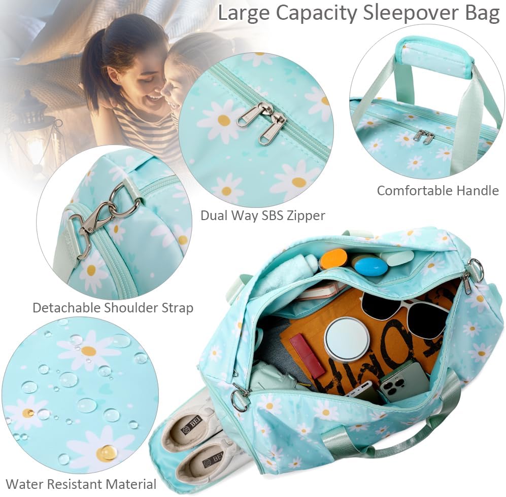 Duffle Bag for Girls Fluffy Dance Bag for Girls Ballet Bag Girls Sports Gym Bag Water Resistant Travel Duffle Bags with Shoes Compartment Wet Pocket