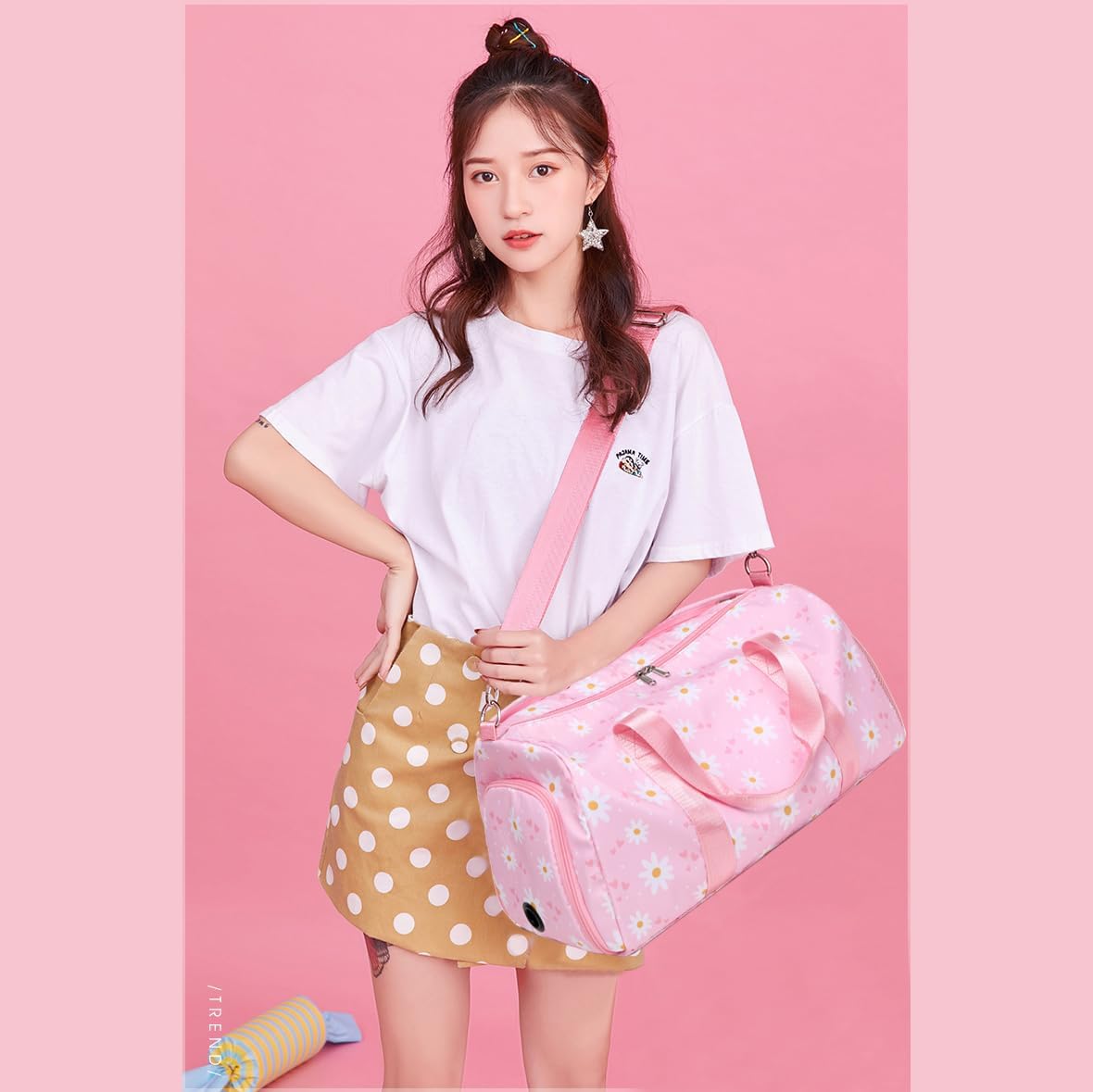 Duffle Bag for Girls Fluffy Dance Bag for Girls Ballet Bag Girls Sports Gym Bag Water Resistant Travel Duffle Bags with Shoes Compartment Wet Pocket