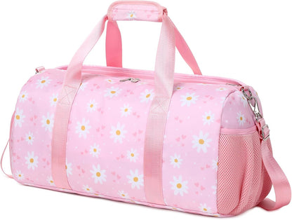 Duffle Bag for Girls Fluffy Dance Bag for Girls Ballet Bag Girls Sports Gym Bag Water Resistant Travel Duffle Bags with Shoes Compartment Wet Pocket
