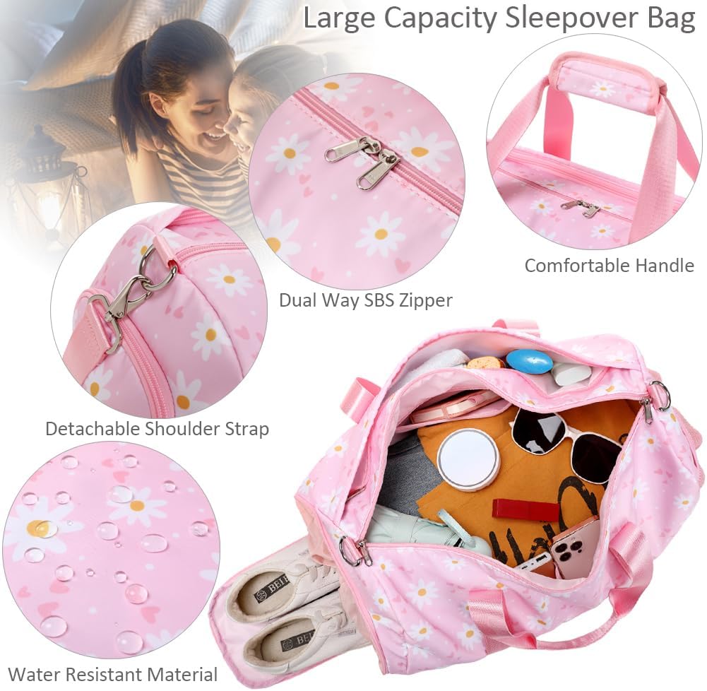 Duffle Bag for Girls Fluffy Dance Bag for Girls Ballet Bag Girls Sports Gym Bag Water Resistant Travel Duffle Bags with Shoes Compartment Wet Pocket
