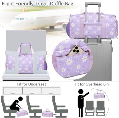 Duffle Bag for Girls Fluffy Dance Bag for Girls Ballet Bag Girls Sports Gym Bag Water Resistant Travel Duffle Bags with Shoes Compartment Wet Pocket