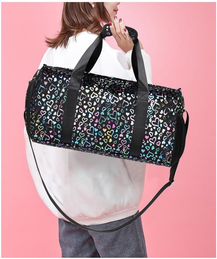 Duffle Bag for Girls Fluffy Dance Bag for Girls Ballet Bag Girls Sports Gym Bag Water Resistant Travel Duffle Bags with Shoes Compartment Wet Pocket