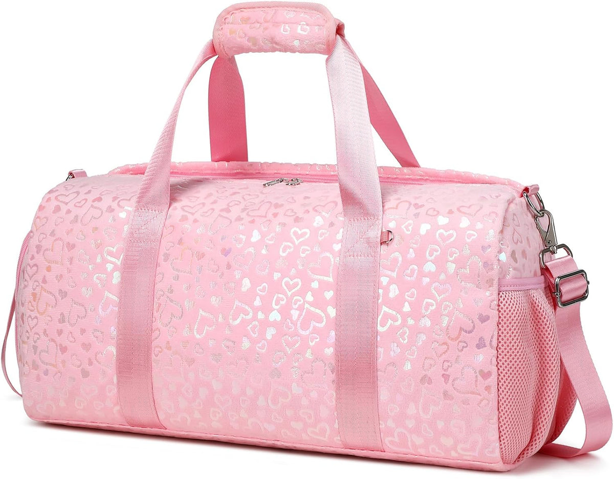 Duffle Bag for Girls Fluffy Dance Bag for Girls Ballet Bag Girls Sports Gym Bag Water Resistant Travel Duffle Bags with Shoes Compartment Wet Pocket