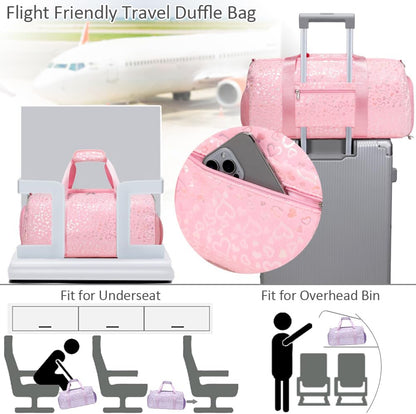 Duffle Bag for Girls Fluffy Dance Bag for Girls Ballet Bag Girls Sports Gym Bag Water Resistant Travel Duffle Bags with Shoes Compartment Wet Pocket