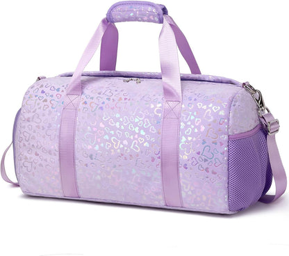Duffle Bag for Girls Fluffy Dance Bag for Girls Ballet Bag Girls Sports Gym Bag Water Resistant Travel Duffle Bags with Shoes Compartment Wet Pocket