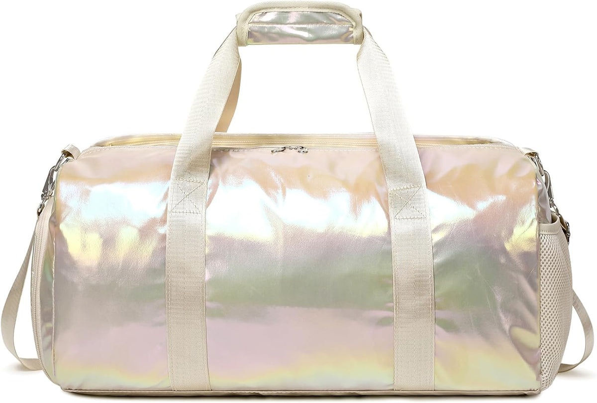 Duffle Bag for Girls Fluffy Dance Bag for Girls Ballet Bag Girls Sports Gym Bag Water Resistant Travel Duffle Bags with Shoes Compartment Wet Pocket