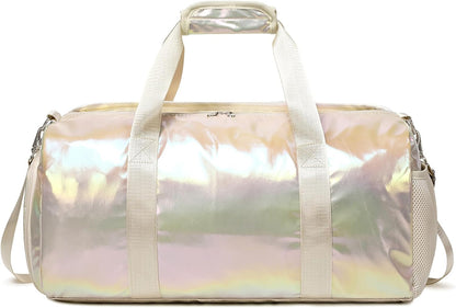 Duffle Bag for Girls Fluffy Dance Bag for Girls Ballet Bag Girls Sports Gym Bag Water Resistant Travel Duffle Bags with Shoes Compartment Wet Pocket