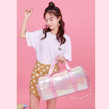 Duffle Bag for Girls Fluffy Dance Bag for Girls Ballet Bag Girls Sports Gym Bag Water Resistant Travel Duffle Bags with Shoes Compartment Wet Pocket