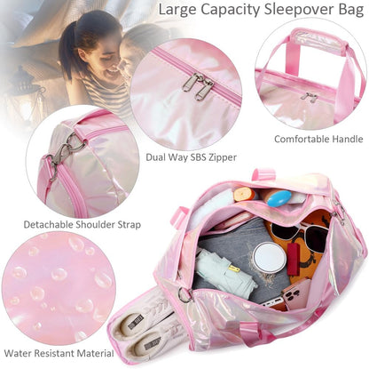 Duffle Bag for Girls Fluffy Dance Bag for Girls Ballet Bag Girls Sports Gym Bag Water Resistant Travel Duffle Bags with Shoes Compartment Wet Pocket