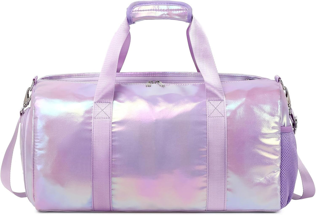 Duffle Bag for Girls Fluffy Dance Bag for Girls Ballet Bag Girls Sports Gym Bag Water Resistant Travel Duffle Bags with Shoes Compartment Wet Pocket