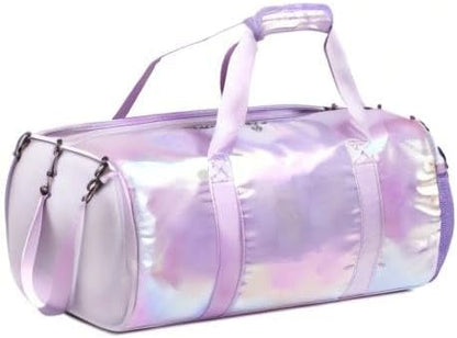 Duffle Bag for Girls Fluffy Dance Bag for Girls Ballet Bag Girls Sports Gym Bag Water Resistant Travel Duffle Bags with Shoes Compartment Wet Pocket