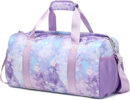 Duffle Bag for Girls Fluffy Dance Bag for Girls Ballet Bag Girls Sports Gym Bag Water Resistant Travel Duffle Bags with Shoes Compartment Wet Pocket