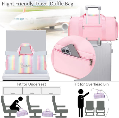 Duffle Bag for Girls Fluffy Dance Bag for Girls Ballet Bag Girls Sports Gym Bag Water Resistant Travel Duffle Bags with Shoes Compartment Wet Pocket