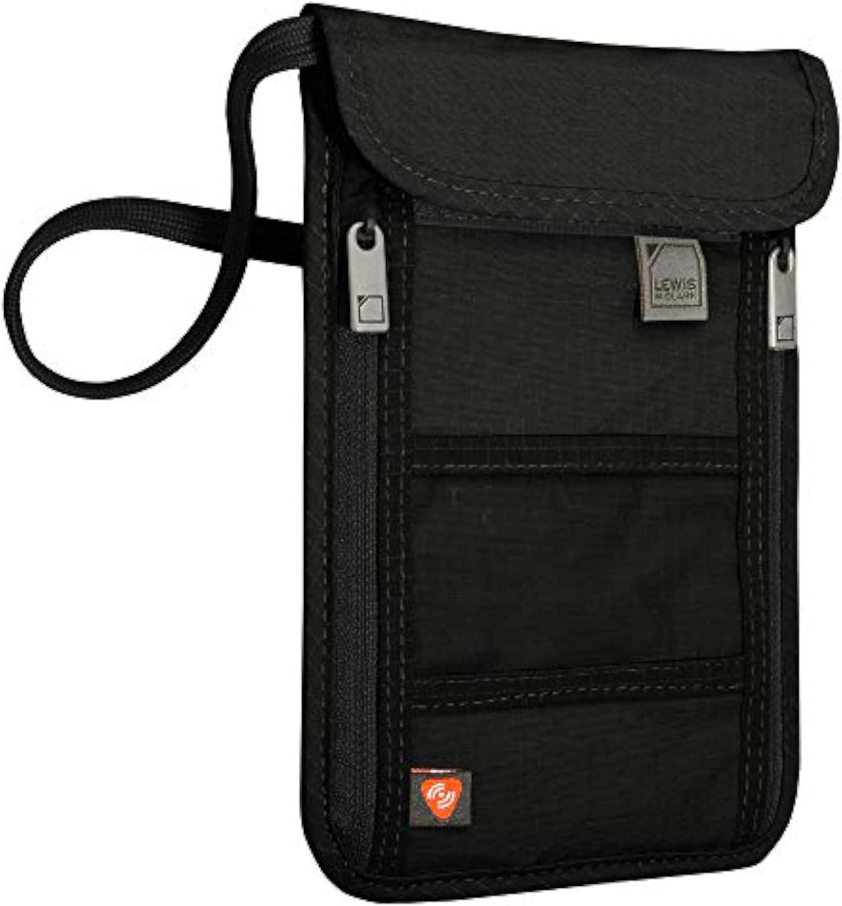 RFID Blocking Stash Neck Wallet, Travel Pouch + Passport Holder for Women & Men, Navy
