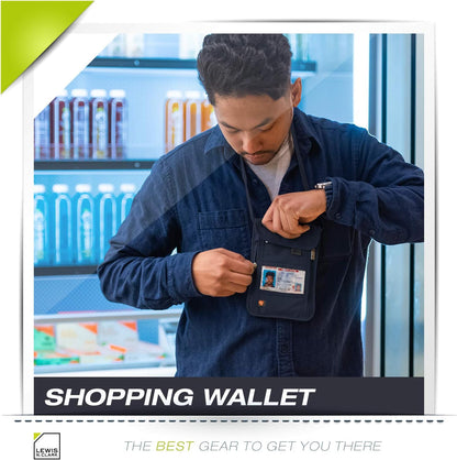 RFID Blocking Stash Neck Wallet, Travel Pouch + Passport Holder for Women & Men, Navy