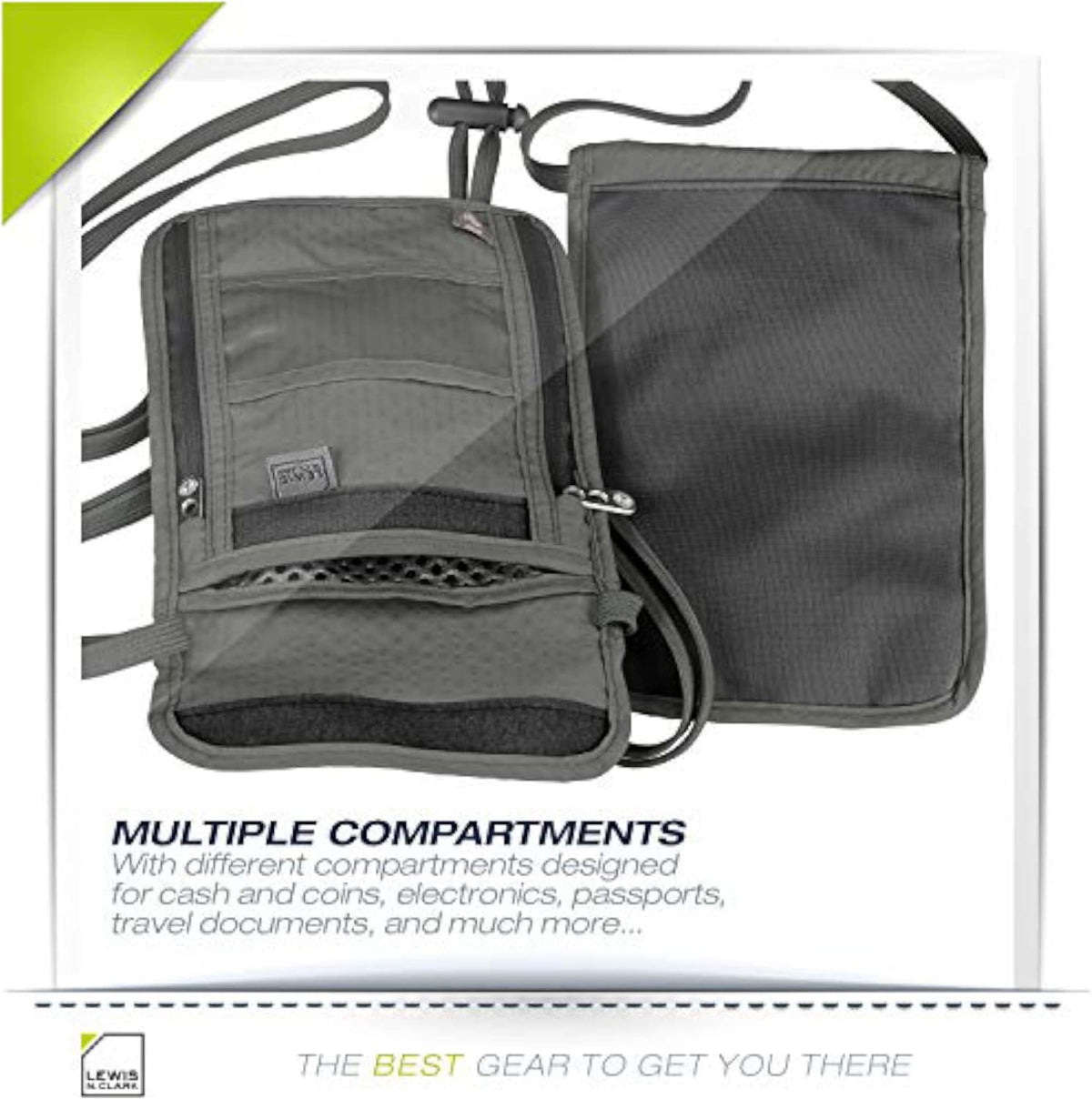 RFID Blocking Stash Neck Wallet, Travel Pouch + Passport Holder for Women & Men, Navy