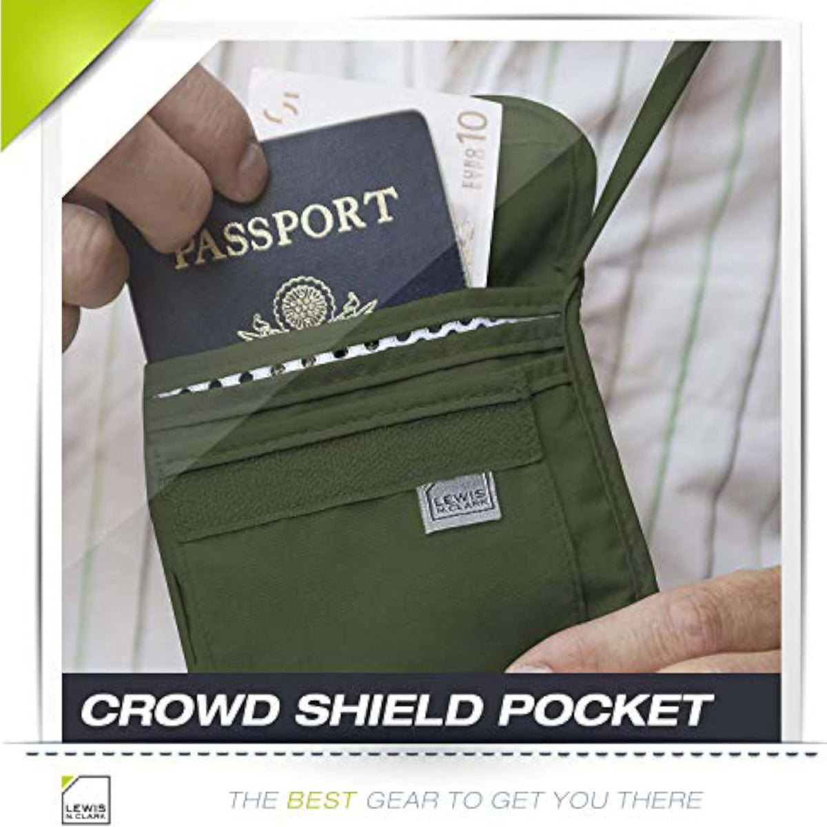 RFID Blocking Stash Neck Wallet, Travel Pouch + Passport Holder for Women & Men, Navy