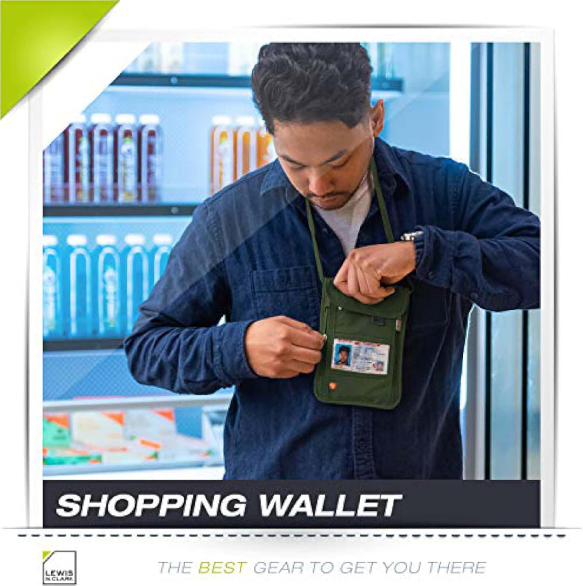 RFID Blocking Stash Neck Wallet, Travel Pouch + Passport Holder for Women & Men, Navy