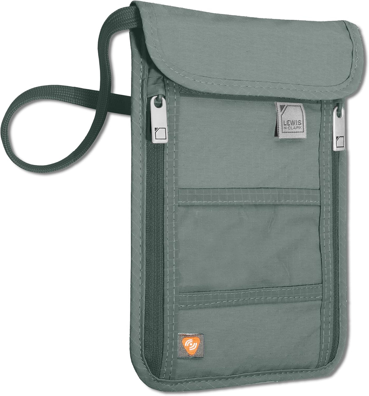 RFID Blocking Stash Neck Wallet, Travel Pouch + Passport Holder for Women & Men, Navy