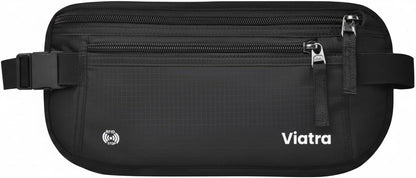Travel Money Belt with RFID Blocking, Hidden Waist Pack for Passport, Cards, and Cash, Black (Gray)