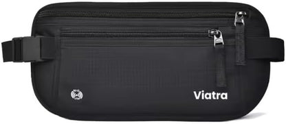 Travel Money Belt with RFID Blocking, Hidden Waist Pack for Passport, Cards, and Cash, Black (Gray)