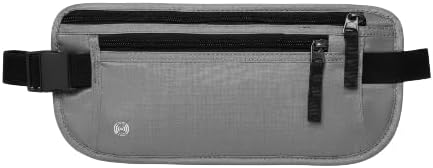 Travel Money Belt with RFID Blocking, Hidden Waist Pack for Passport, Cards, and Cash, Black (Gray)