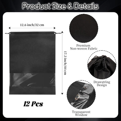 10 Pcs Portable Travel Shoe Bags, 17.3 x 12.6 Inches Waterproof Non-Woven Shoe Organizers Storage Bags, Large Drawstring Shoes Pouch Packing Organizers with Rope for Men, Women, Children