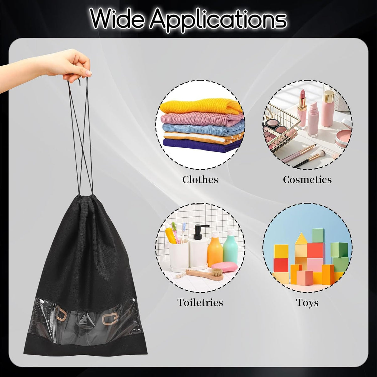 10 Pcs Portable Travel Shoe Bags, 17.3 x 12.6 Inches Waterproof Non-Woven Shoe Organizers Storage Bags, Large Drawstring Shoes Pouch Packing Organizers with Rope for Men, Women, Children