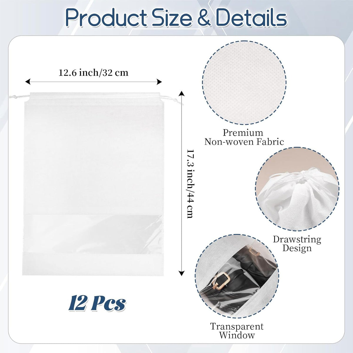 10 Pcs Portable Travel Shoe Bags, 17.3 x 12.6 Inches Waterproof Non-Woven Shoe Organizers Storage Bags, Large Drawstring Shoes Pouch Packing Organizers with Rope for Men, Women, Children