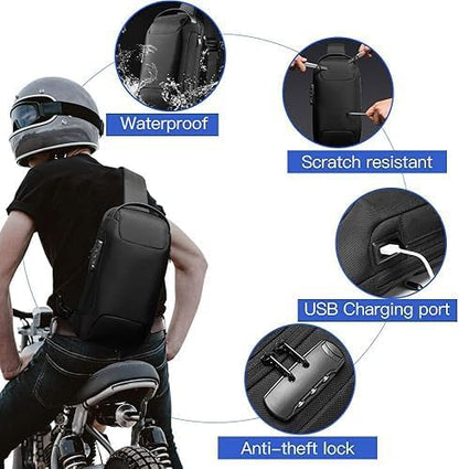 Sling Bag with USB Charging Port, Waterproof Crossbody Backpack, Lightweight Hiking Daypack Shoulder Pack for Men Women Travel Work