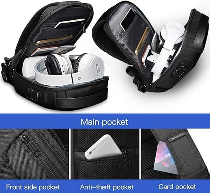 Sling Bag with USB Charging Port, Waterproof Crossbody Backpack, Lightweight Hiking Daypack Shoulder Pack for Men Women Travel Work