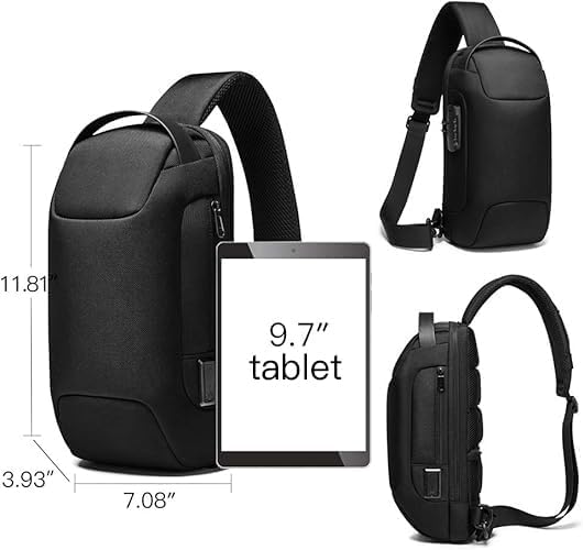Sling Bag with USB Charging Port, Waterproof Crossbody Backpack, Lightweight Hiking Daypack Shoulder Pack for Men Women Travel Work